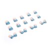 RikView French Tip Press on Nails Short Fake Nails Square Stick on Nails Nails with Waves Design Blue Nails for Women