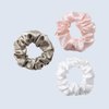ZIMASILK 100% Mulberry Silk Hair Scrunchies Best for Women and Girls’Hair 19 Momme Silk Elastic Hair Bands for Ponytail Holder Gentle and No hurt (3 Pack, Taupe, Pink, White)