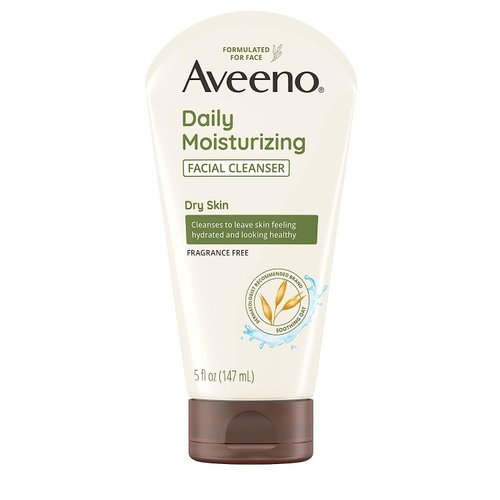 Aveeno Daily Moisturizing Facial Cleanser with Soothing Non-GMO Oat, Hydrating Face Wash for Soft & Supple Skin, Free of Parabens, Sulfates, Fragrance, Dyes & Soaps, 5 fl. oz