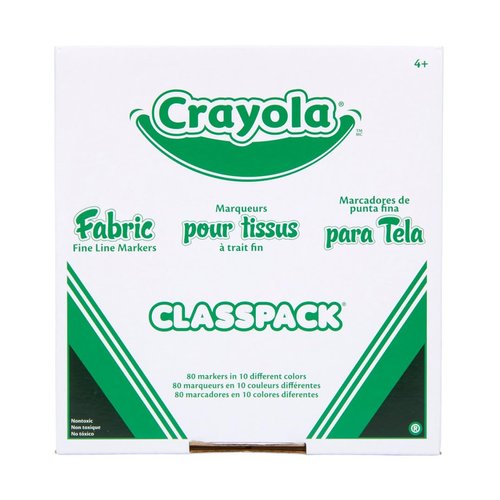 Crayola Fabric Marker Classpack, Ten Assorted Colors, 80/Box