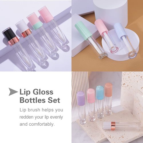 YITOU 12Pcs Refillable Empty Lip Gloss Tubes with Wand Applicator, 8.8ml Lip Balm Containers with Stopper Lip Glaze Bottle Lip Gloss Making Kit for DIY Lipgloss Lipstick Samples Bulk Wholesale