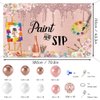 MEHOFOND Paint and Sip Party Decorations for Adults Sip and Paint Kit Happy Birthday Party Rose Gold Balloon Arch Kit Sip and Paint Party Supplies for Date Night Art Painting Set 111 Pcs