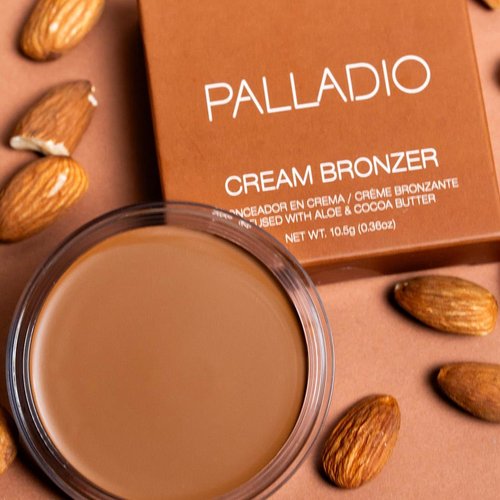 Palladio Cream Bronzer for Face & Skin, Creates a Sun Kissed Glow, Infused with Aloe & Cocoa Butter, Buildable Coverage, Vegan Formula, Cruelty Free, Suitable for All Skin Types, (Toasted Almond)
