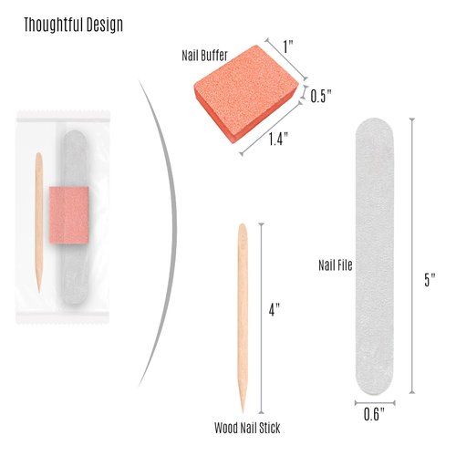 Disposable Manicure Kit,Nail Files Set,Wood Nail File/Mini Nail Buffer/Wood Nail Sticks,Individually Packed Mini Pedicure Set for Fingernails Toenails Nail Salon (24 Pack)