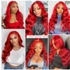 Red Lace Front Wigs Human Hair Pre Plucked Hot Red Wig Human Hair 13x4 HD Transparent Body Wave Lace Front Wigs Human Hair Colored 180% Density Red HD Lace Front Wigs Human Hair Red Frontal Wigs