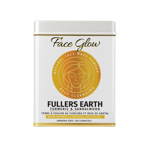 Face Glow- Fuller’s Earth w/Turmeric & Sandalwood- 12 Individual Sachets of Multani Mitti (10 gm each)- Reusable Brush & Tray Included- Timeless Radiance- Face Mask for Healthy Looking Skin- Chemical