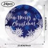 Whaline Christmas Paper Plates White Blue Snowflake Round Disposable Plates 9 Inch Merry Christmas Decorative Tableware for Christmas Winter Holiday Dinner Birthday Party Supplies, 24Pcs