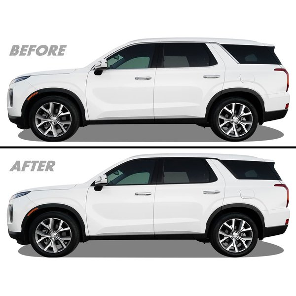 SlickMod Chrome Delete Blackout Vinyl Overlay for 2020-2023 Hyundai Palisade Window Trim (1. Window Trim, Gloss Black)