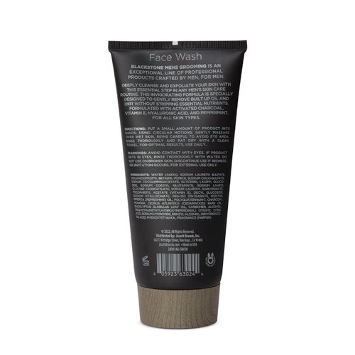 Blackstone Men's Grooming Detoxifying Face Wash with Vitamin E and Peppermint - Deep Cleansing & Exfoliating | Paraben & Cruelty Free | Made in USA - Activated Charcoal (6 Fl Oz)
