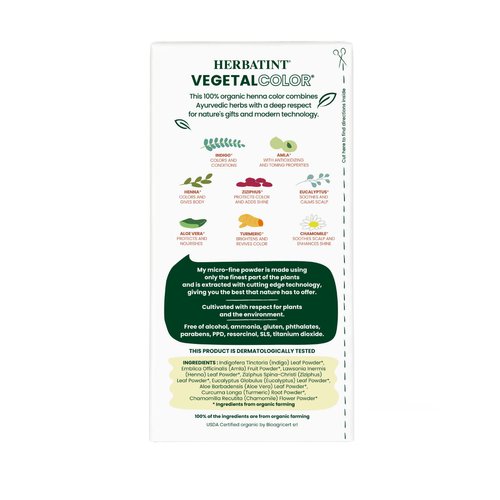 Herbatint Henna Color Organic Hair Dye - Plant-Based Henna Powder & Herbal Formula - Vegan - Soft Black - 3.5oz