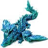 3D Printed Dragon with Wings, 3D Dragon 9" Articulated Winged Dragon for Home Office Decor Executive Desk Toys, Blue Green
