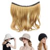 NOOFNO Hair Extensions,Can be attached to Our Hat to Form a Hat Wig,Cap Hat with Hair Attached for Women (HAIR:Wavy 16in/Golden Blonde)