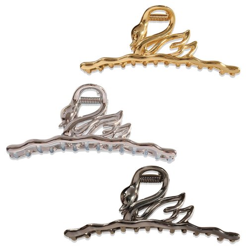 3 Colors Swan Shape Hair Claw Elegant French Style Non-Slip Hair Accessories 1.8" x 4.7" for Women Girls Thick Hair