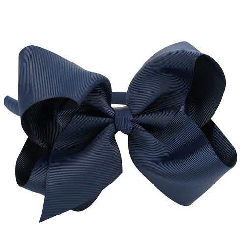 MEEDEE Navy Headband with Bow Fashion Solid Grosgrain Ribbon Hair Bows Big Bow Headbands for Girls Toddler Teens Kids Holiday Dress Decoration Makeup Cosplay Party Headwear Handmade