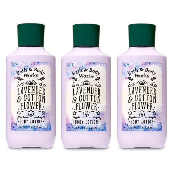 Bath & Body Works LAVENDER & COTTON FLOWER Body Lotion Lot of 3 - Full Size