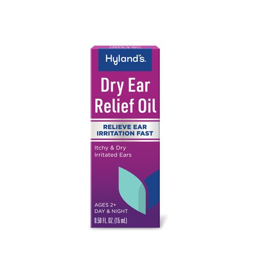 Hyland's Dry Ear Relief Oil, Relieve Ear Irritation Fast, for Itchy and Dry Irritated Ears, Ages 2 and up, Day and Night Drops, 0.5 Ounce