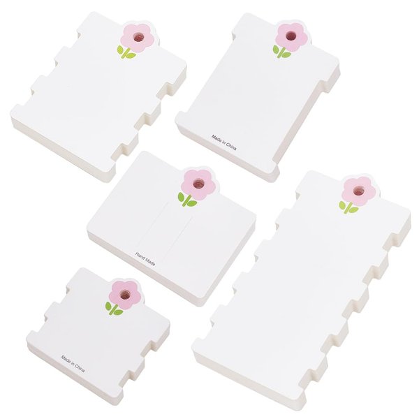 DELORIGIN 150Pcs Hair Accessories Display Cards - 5 Styles Rectangle White Cardboard Holders for Barrettes, Clips, and Jewelry