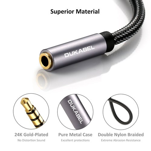 DUKABEL Headphone Extension Cable, 3.5mm Male to Female Stereo Audio Cable Lossless Sound Premium Audio Cord Gold Plated Jack & Strong Nylon Braided - Top Series (4ft/1.2m)