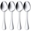 Stainless Steel Serving Spoons, E-far 4-Piece Metal Solid Spoons Hostess Serving Utensils Tablespoons Set for Catering Buffet Party Kitchen Restaurant, Dishwasher Safe