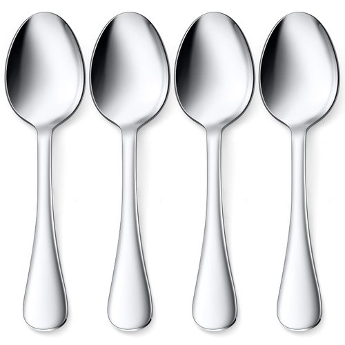 Stainless Steel Serving Spoons, E-far 4-Piece Metal Solid Spoons Hostess Serving Utensils Tablespoons Set for Catering Buffet Party Kitchen Restaurant, Dishwasher Safe