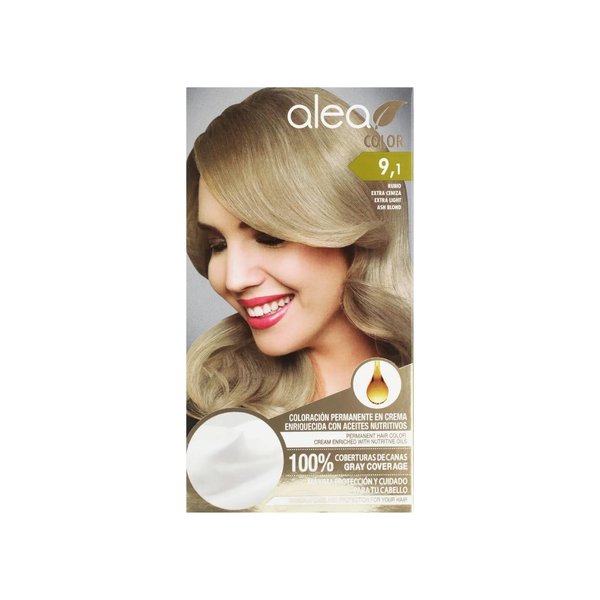 Alea Permanent Hair Color Cream Kit, Extra Light Ash Blond #9.1, Nourishing, Long Lasting, Maximum Gray Coverage