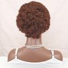 Somo Bella Short Afro Human Hair Wig, Medium Brown Afro Kinky Curly Short Wigs for Women and Men 4#