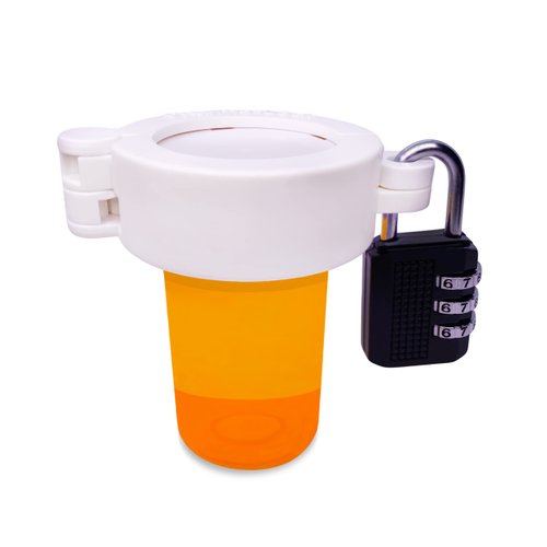 Pharma-Lock Pill Bottle Locking Cap for CVS Pharmacy Pill Bottles, Fits 20 Dram CVS Pill Bottle, Includes Cap and Combination Lock