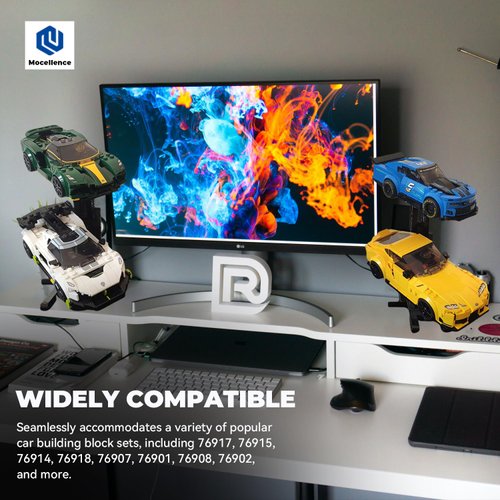 Display Stand for Lego Speed Champion Cars (1 Pack), Upgraded 2-Layer Stand for Lego Car 76917 76908 76918 76915 76914 76907 76901 76902 and More, Display Building Kit for Kids, Boys and Girls