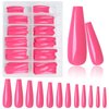 AddFavor Long Press on Nails Full Cover Extra Long XXXL Glossy Hot Pink Coffin Press on Fake Nails Acrylic Artificial False Nail Tips 12 Sizes 120pcs for Women Nail Art
