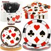 durony 144 Pieces Casino Paper Plates and Napkins Dinnerware Set Casino Birthday Party Tableware Supplies Includes Poker Club Paper Plates Napkins Forks Serve 24 for Casino Party Supplies