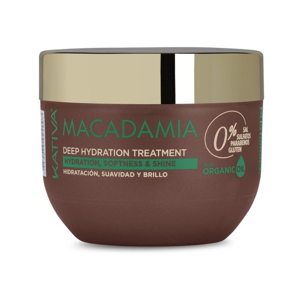 KATIVA Deep Hydration Treatment Mask, 8.45 Fl Oz (2.5E+2 ml), Moisturizes and Strengthens Dry Hair with Organic Macadamia Oil, Salt Free, Sulfate Free, Gluten Free, Paraben Free
