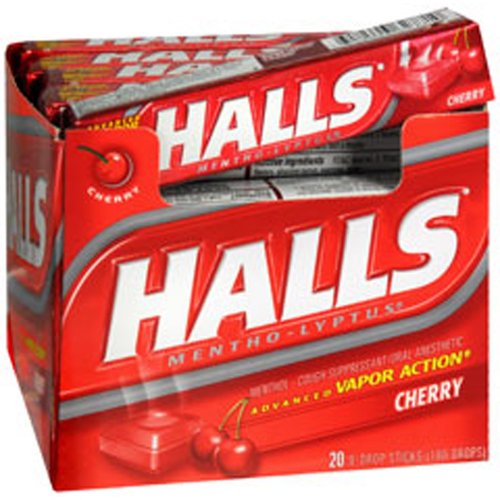 Halls Mentho-Lyptus Cough Suppressant, Cherry, 9-Count Drops (Pack of 20)