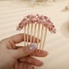 Aimimier Crystal Inlaid French Flower Hair Comb Sparkly Rhinestone Gem Side Combs Long Teeth Hair Pins Styling Hair Accessories for Women Girls(Pink)