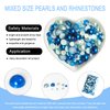 Euddty 50g Flatback Pearls and AB Rhinestones Set Half Pearls for Crafts Mixed Size 3mm-10mm Flat Back Pearl for Nail Art and Crafts and Decoration (Blue Series)