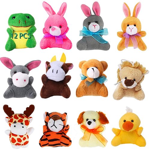 CAMIRUS 12PCS Easter Eggs Filled with Mini Plush Animal Toys, Cute Stuffed Animals Plush Keychain for Kids Easter Party Favors, Easter Basket Stuffers/Fillers, Egg Hunt