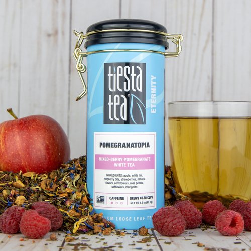 Tiesta Tea - Pomegranatopia, Mixed-Berry Pomegranate White Tea, Loose Leaf, Up to 50 Cups, Make Hot or Iced, Low Caffeine, 3.5 Ounce Refillable Tin