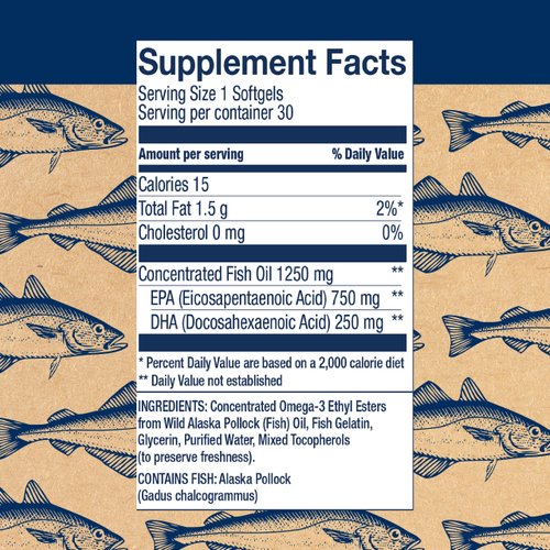 Wiley's Finest Wild Alaskan Fish Oil Peak EPA - Triple Strength Peak EPA and DHA - 1000mg Omega-3s, SQF-Certified - 30 Softgels (30 Servings)