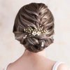 Yokawe Bridal Wedding Hair Comb Gold Crystal Bride Side Combs Pearl Hair Accessories for Women and Girls
