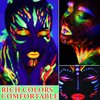 6 Pcs Glow in the Dark Face Body Paint,Blacklight Neon Face & Body Paints,Easily Cleanable Face & Body Paint Set Neon Body Makeup Glow in the Dark Party Supplies