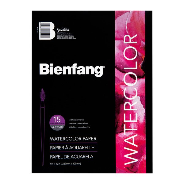Bienfang Watercolor Paper Pad, 9”x12”, Cold Press, 15 Sheets (140lb / 228gsm)