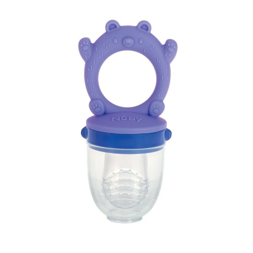 Nuby Silicone Nibbler Feeder for Kids - Soft Baby Feeding and Teething Toy - 10+ Months - Blue Bear