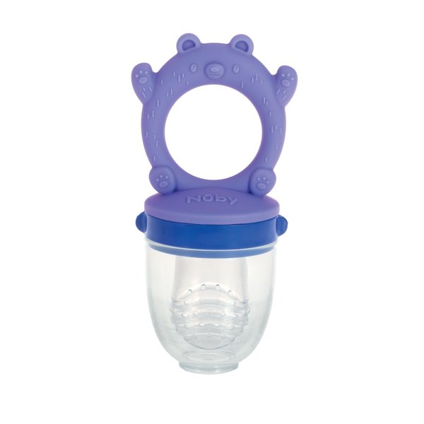 Nuby Silicone Nibbler Feeder for Kids - Soft Baby Feeding and Teething Toy - 10+ Months - Blue Bear