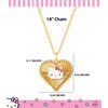 Hello Kitty Sanrio Womens Starburst Heart Pendant Necklace 18" - Yellow Flash Plated Necklace Officially Licensed