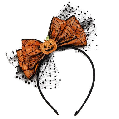 Halloween Headbands Pumpkin Hair Bands Bow Shape Head Boppers with Black Gauze Design Cute Halloween Hair Band Holiday Party Gift Hair Accessories for Kids Women Cosplay Halloween Party Dress Up