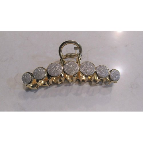 Generic Long gold metal and silver glitter circles hair claw clip