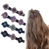 Braided Hair Clips for Women - Hair Accessories for Women - 4 Pcs Sparkling Crystal Stone Braided Hair Clips - Satin Fabric Hair Bands - Rhinestone Hair Clips - Hair Clips for Styling Sectioning