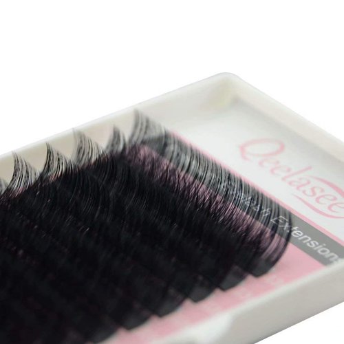 Qeelasee Faux Mink Silk Eyelash Extensions 0.03mm CC Curl 12mm Semi-Permanent Individual Lashes Extension Professional Salon Use