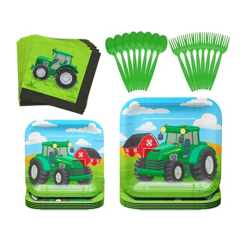 Tractor Standard Party Supplies Pack (109 Pieces for 20 Guests) - Tractor Birthday Party Supplies...