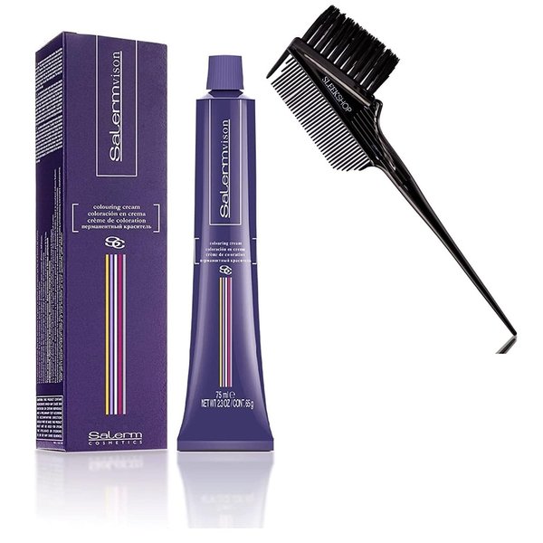 𝐒𝐚𝐥𝐞𝐫m Cosmetics VISION 𝐒𝐚𝐥𝐞𝐫mvision Permanent Cream Hair Color Dye (w/SLEEKSHOP 3-in-1 Brush/Comb) Haircolor Creme, Gray Coverage in 30 minutes (5,0 LIGHT BROWN (Cool Cold Naturals))