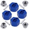 Hobbypark Aluminum 12mm Hex Wheel Hubs(4) & Flanged M4 Lock Nuts(4) Replacement of 1654 3647 for Traxxas 1/10 Slash 4x4 RC Car (Navy Blue)